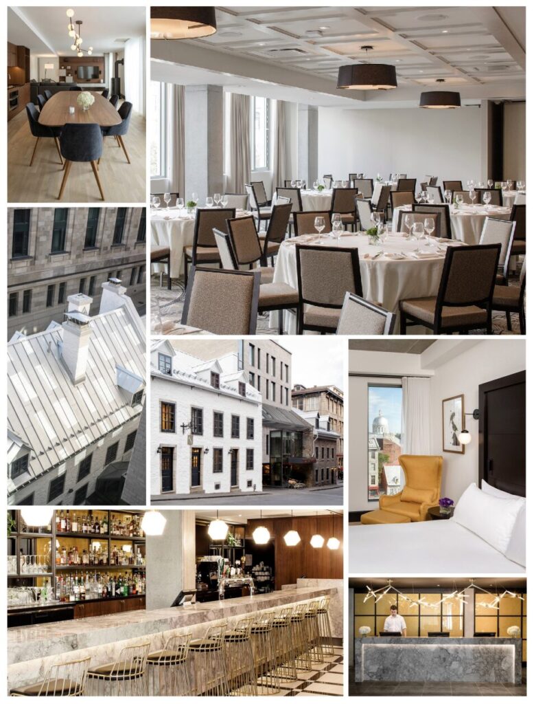 Montage des salles et terrasses de l'hôtel William Gray à Montréal